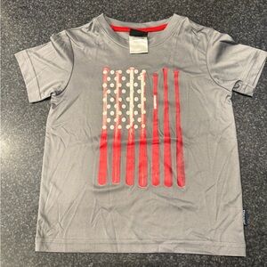 Spalding Gray T-Shirt with Red Bat Design